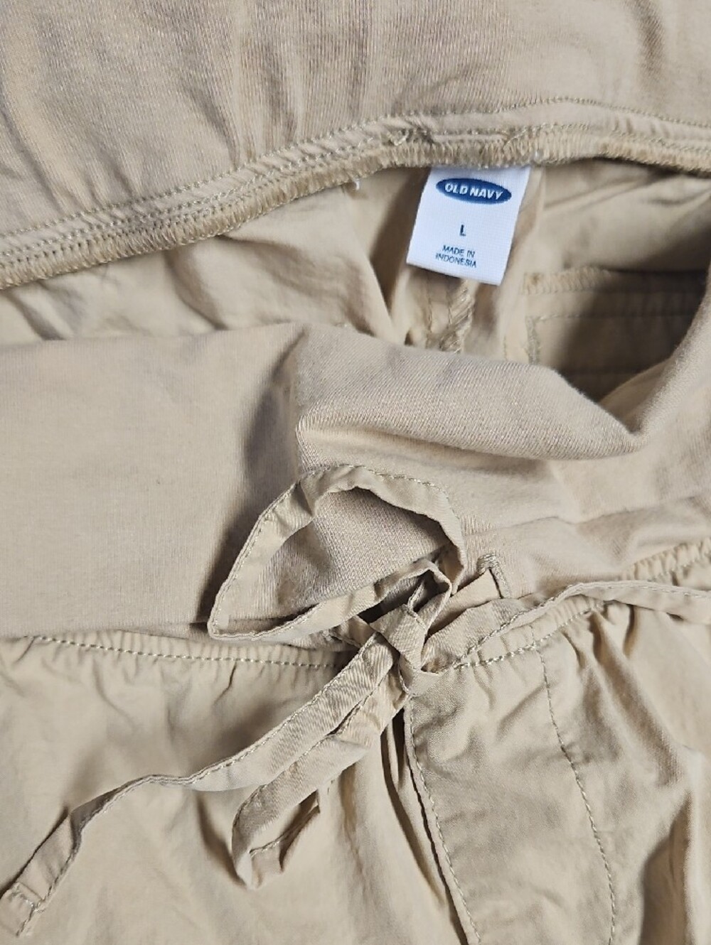 Old Navy Maternity Cargo Jogger Pants - Beige Casual Drawstring Waist Large - Picture 4 of 5